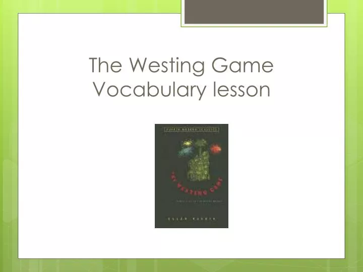 the westing game vocabulary lesson