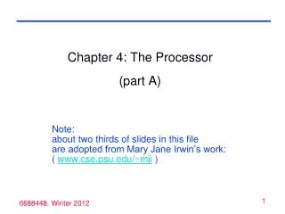 Chapter 4: The Processor (part A)