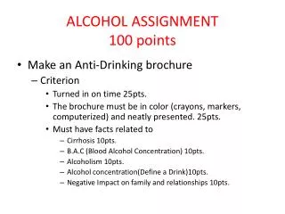 ALCOHOL ASSIGNMENT 100 points