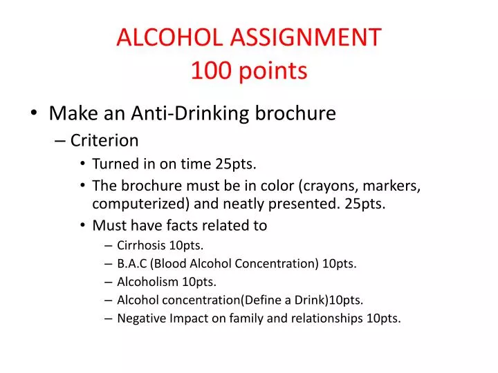 alcohol assignment 100 points
