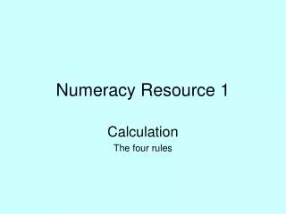 Numeracy Resource 1