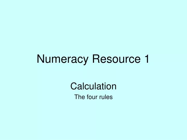 numeracy resource 1
