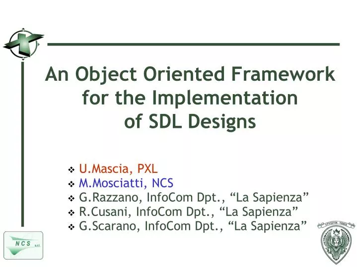 an object oriented framework for the implementation of sdl designs