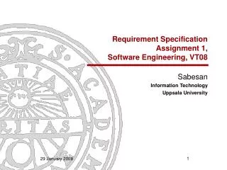 Requirement Specification Assignment 1, Software Engineering, VT08