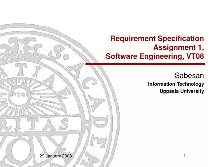 requirement specification assignment 1 software engineering vt08