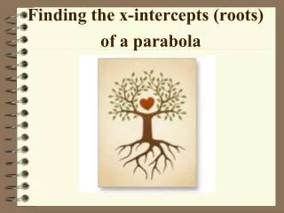 Finding the x-intercepts (roots) of a parabola