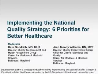 implementing the national quality strategy 6 priorities for better healthcare