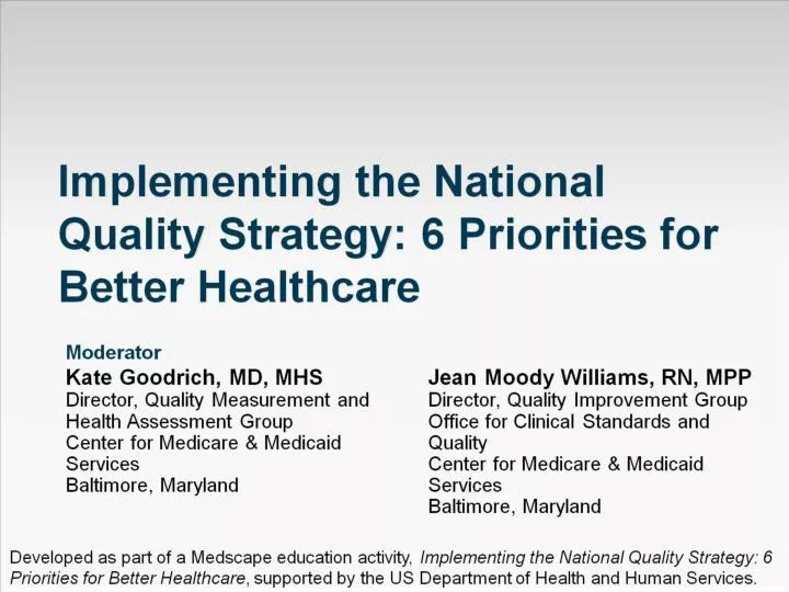 implementing the national quality strategy 6 priorities for better healthcare