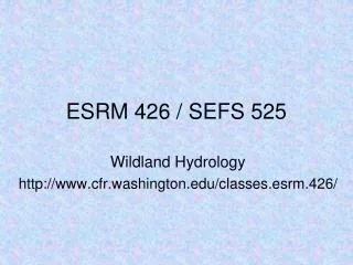 ESRM 426 / SEFS 525