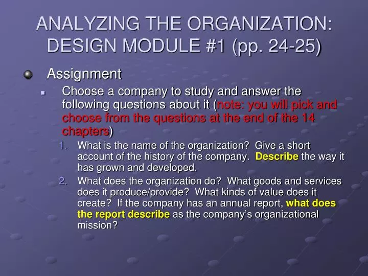 analyzing the organization design module 1 pp 24 25