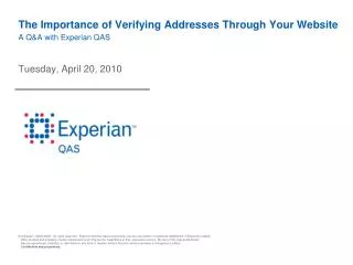The Importance of Verifying Addresses Through Your Website A Q&amp;A with Experian QAS