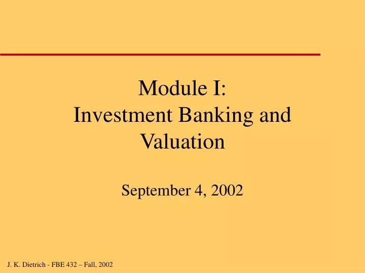 module i investment banking and valuation