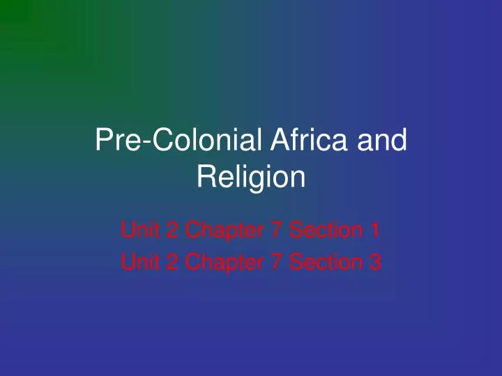 pre colonial africa and religion
