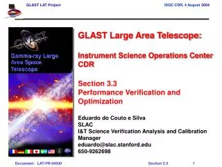 GLAST Large Area Telescope: Instrument Science Operations Center CDR Section 3.3