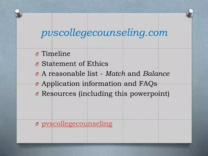 pvscollegecounseling com