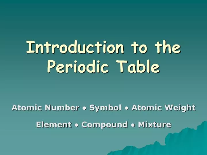 introduction to the periodic table