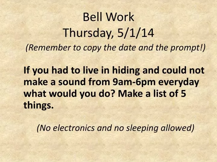 bell work thursday 5 1 14
