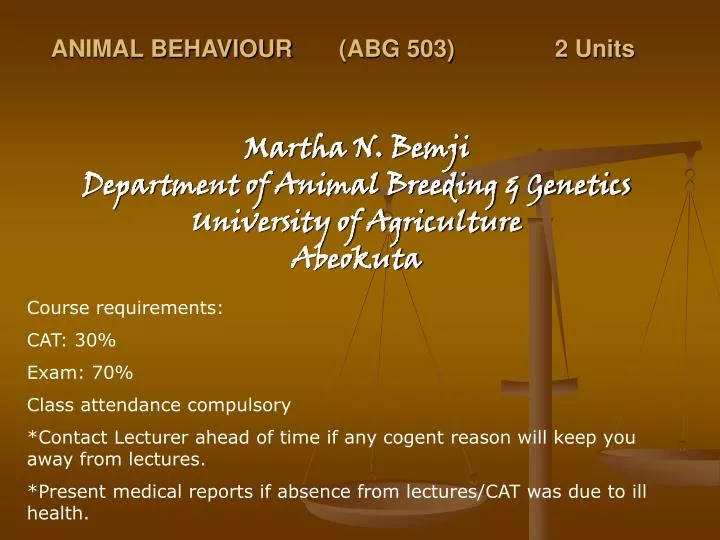 animal behaviour abg 503 2 units