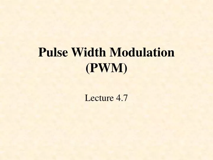 pulse width modulation pwm