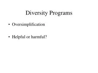 Diversity Programs