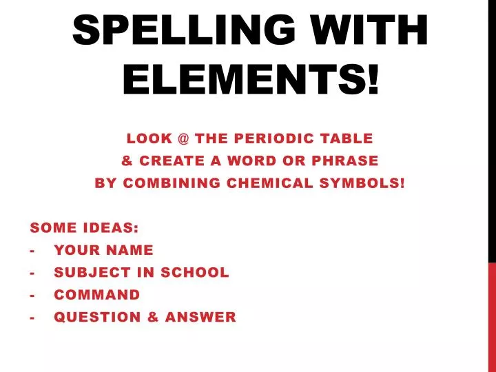 spelling with elements