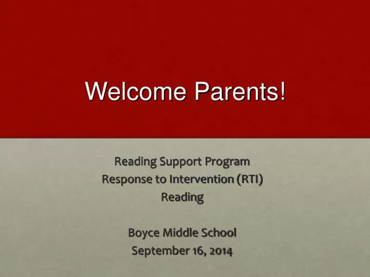 welcome parents