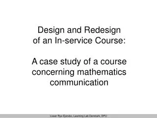 Design and Redesign of an In-service Course: