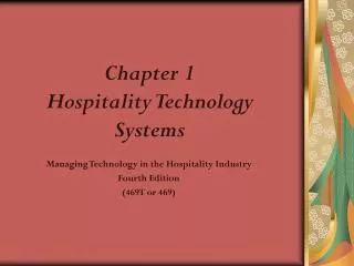 Chapter 1 Hospitality Technology Systems