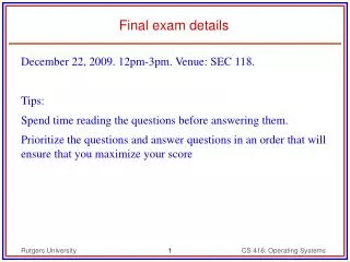 Final exam details