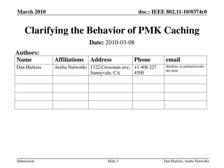 clarifying the behavior of pmk caching