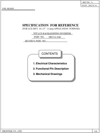 SPECIFICATION FOR REFERENCE