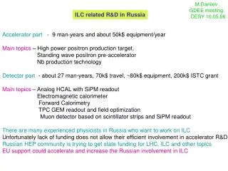 ILC related R&amp;D in Russia