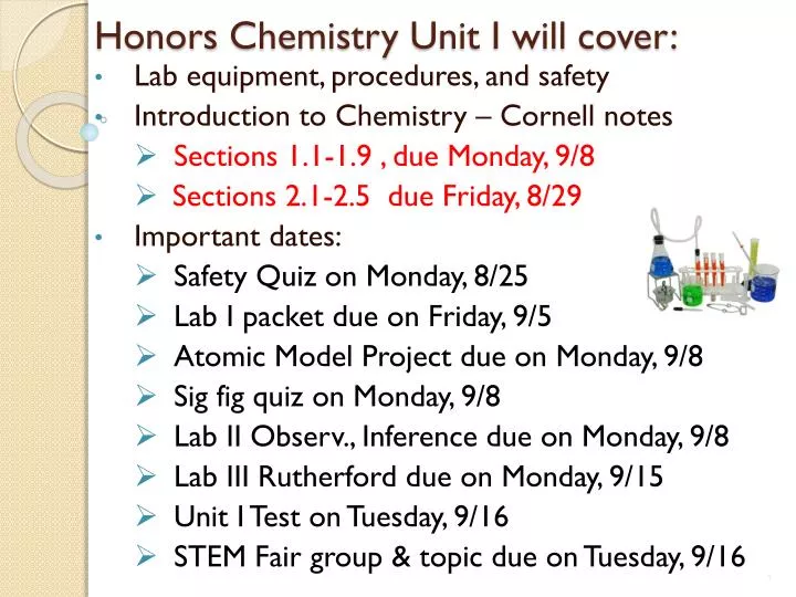 honors chemistry unit i will cover