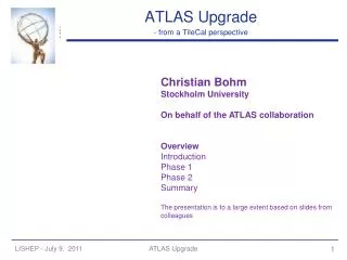 ATLAS Upgrade - from a TileCal perspective
