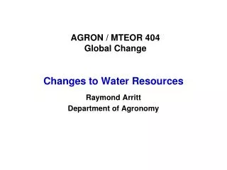 AGRON / MTEOR 404 Global Change