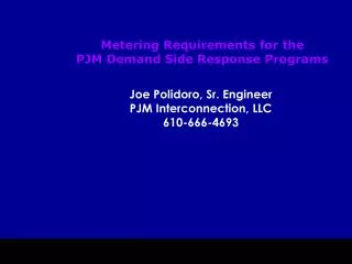 Metering Requirements for the PJM Demand Side Response Programs
