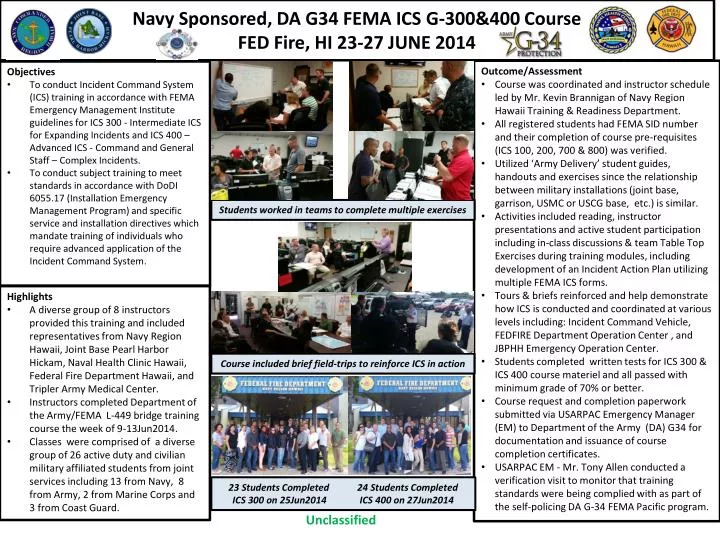 navy sponsored da g34 fema ics g 300 400 course fed fire hi 23 27 june 2014