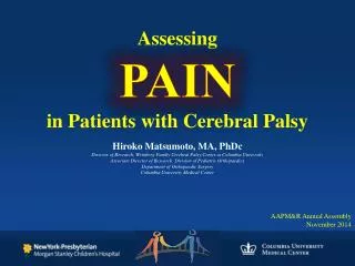 Assessing PAIN in Patients with Cerebral Palsy