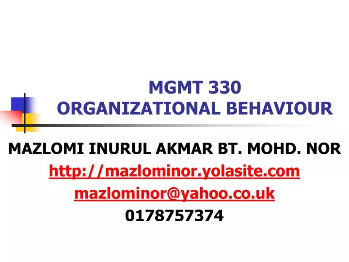 mgmt 330 organizational behaviour