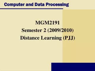 Computer and Data Processing