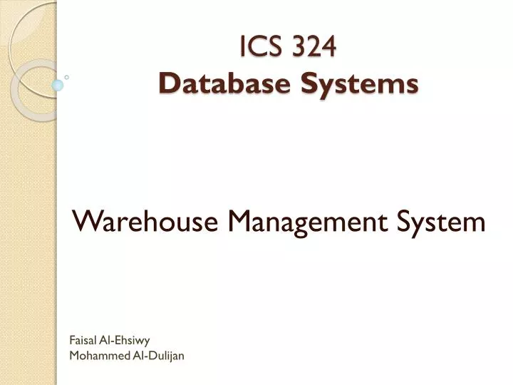 ics 324 database systems