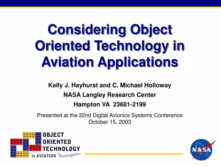 considering object oriented technology in aviation applications