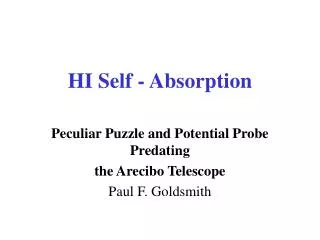 HI Self - Absorption