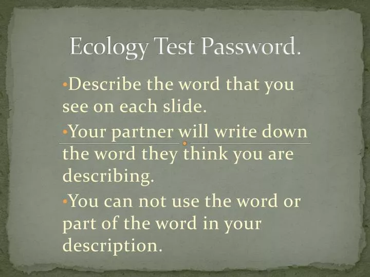 ecology test password
