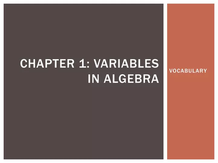 chapter 1 variables in algebra