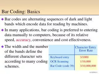 Bar Coding: Basics