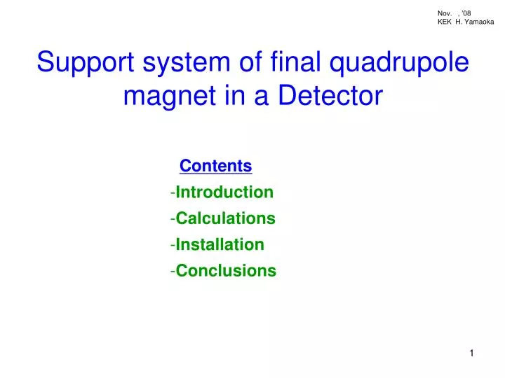 support system of final quadrupole magnet in a detector