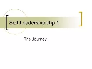 Self-Leadership chp 1