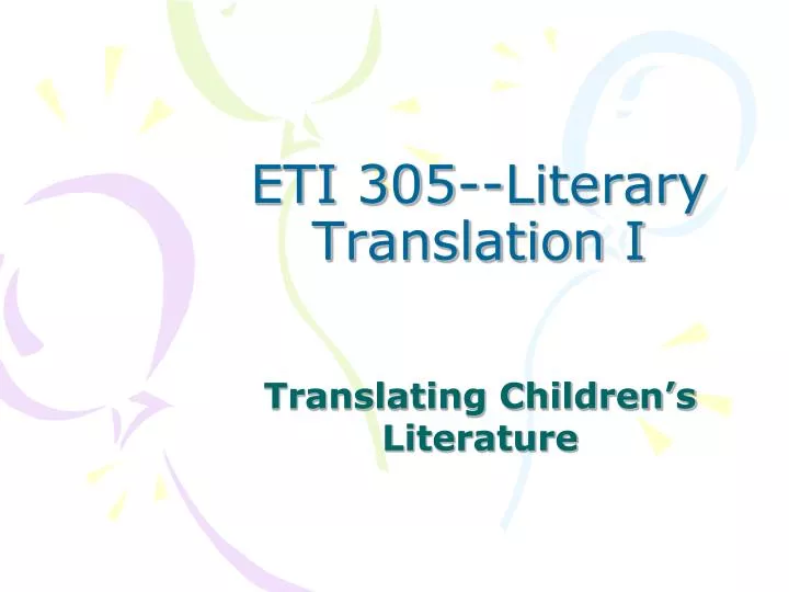 eti 305 literary translation i