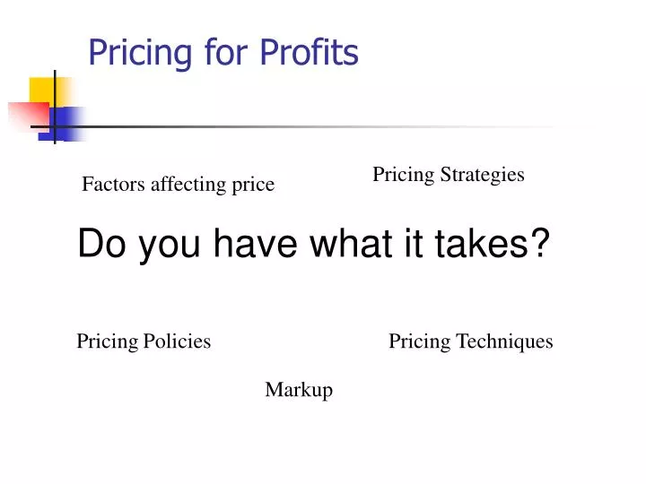 pricing for profits